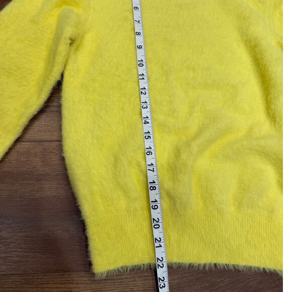 Maje Fuzzy Textured Crewneck Sweater in Soft Yellow Size 1 (Small) - Picture 10 of 11